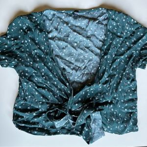 brandy melville green flower wrap top